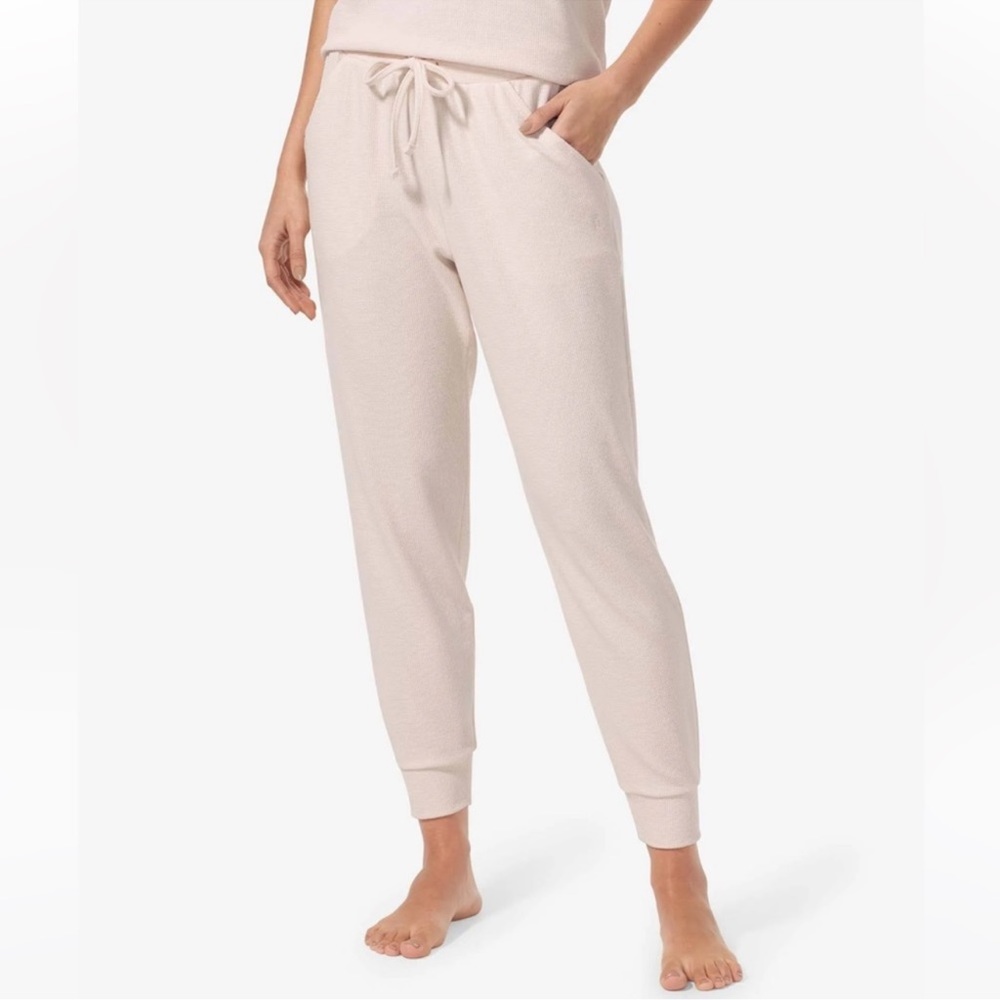 Tommy John Waffle Knit Long Jogger Lounge Pants Pastel Parchment Pink Large